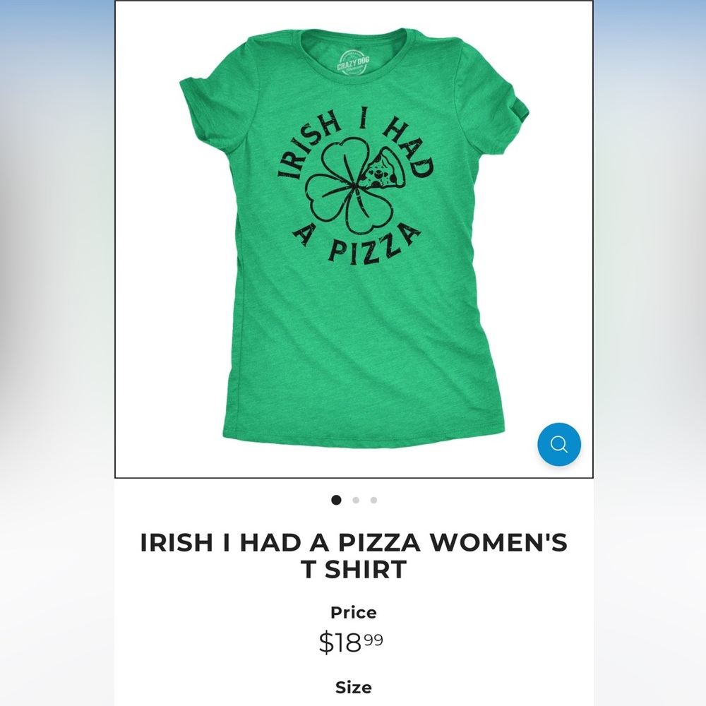 Women’s Irish I Had A Pizza Shirt Size 2X - Picture 3 of 4